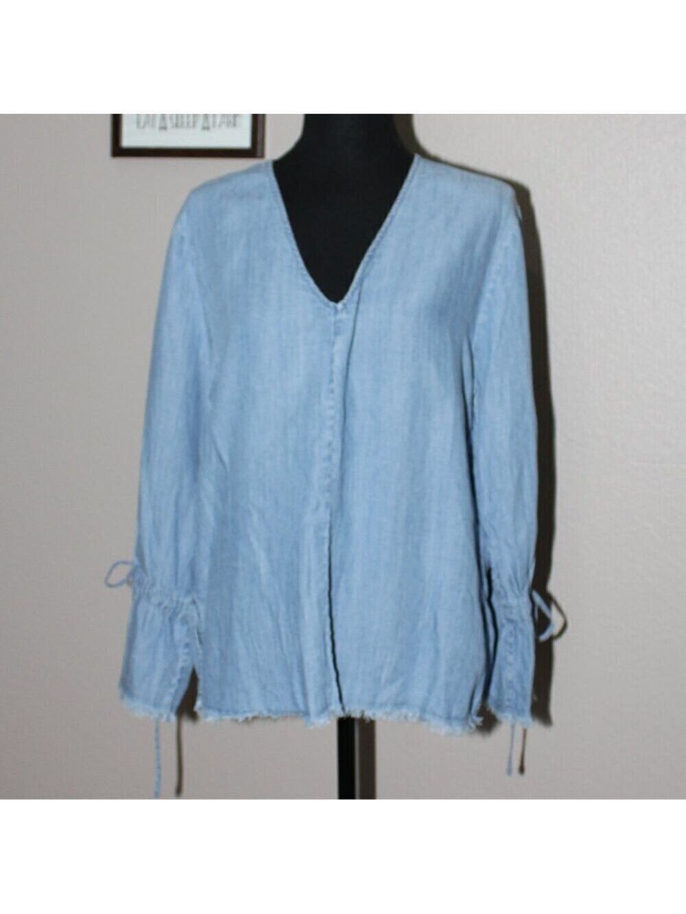 Rails Womens Zimi Shirt Tencel Linen Blend Shirt Blue Chambray Size Small